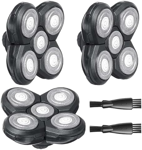 Skull Shaver Replacement Heads Mini for Pitbull Gold PRO, Head Shavers for Bald Men, Efficient & Comfortable, A Must-Have for Travel, 3 Pack Long-Lasting Sharpness Blades, 2 Cleaning Brush