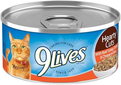 9Lives Hearty Cuts With Real Turkey, Chicken & Cheese In Gravy Wet Cat Food, 5.5 Ounce (Pack of 24)