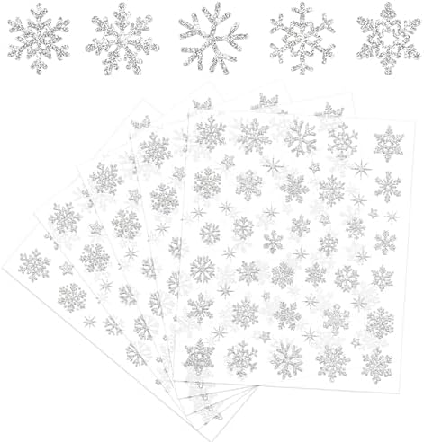 Starboling 330Pcs Glitter Christmas Stickers,Silver Snowflake Decals,Self Adhesive Stickers for Holiday Cards Envelopes Wrapping Decoration