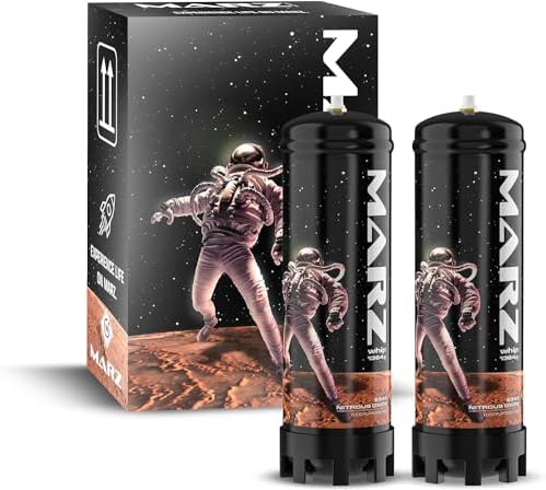 Marz Premium Whipped Cream Charger 1380g 2.2L - Food Grade Nitrous Oxide Tank Pure Flavored N2O Chargers - For Any Standard Whipping Cream Dispenser – (2 Cylinders 1380g 2.2L)