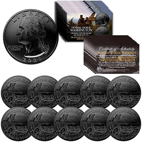 2021 George Washington Crossing The Delaware Quarter Genuine U.S. Coin - Black Ruthenium (Qty: 10)