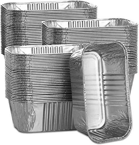 100 Pack 1Lb Aluminum Mini Loaf Baking Pans, 6” x 3.5” x 2” Heavy Duty Disposable Loaf Pans, Thick Foil Bread Pans for Baking Holiday Treats Food Storage and Takeout