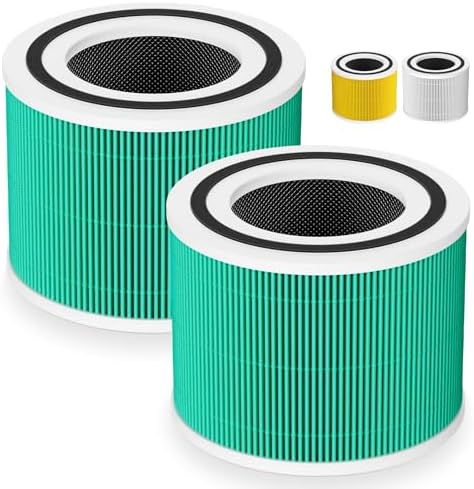 Core 300 Toxin Absorber Replacement Filter for LEVOIT Core 300/ Core 300S/ Core 300-P/Core 300S-P/Core P350 Air Purifi-ers, 3-IN-1 H13 True HEPA Filter, Compared to Part# Core 300-RF, Green (2 Pack)
