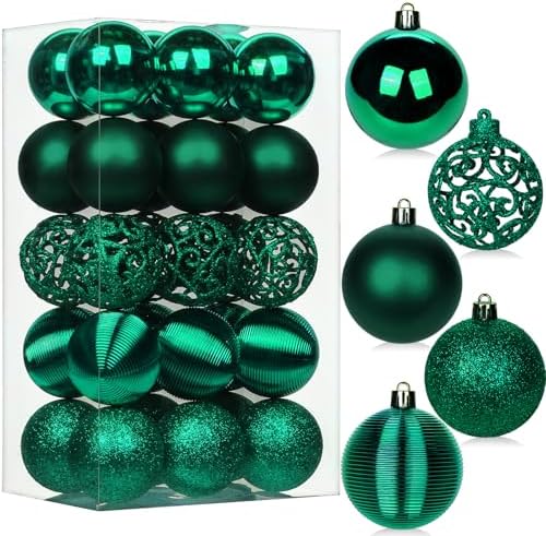 30PCS 2.36" Christmas Ball Ornaments Shatterproof Dark Green Christmas Tree Decorations Xmas Tree Balls Halloween Ornaments Décor