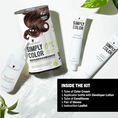 Schwarzkopf Simply Color Hair Color 4.68 Chocolate Cherry, 1 Application - Permanent Hair Dye for Healthy Looking Hair without Ammonia or Silicone, Dermatologist Tested, No PPD & PTD