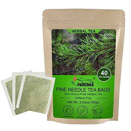 FullChea - Dried Pine Needle Tea Bags, 40 Teabags, 2.5g/bag - 100% Wild Masson Pine Needles - Premium Herbal Tea - Caffeine-free - Rich In Vitamin & Antioxidants