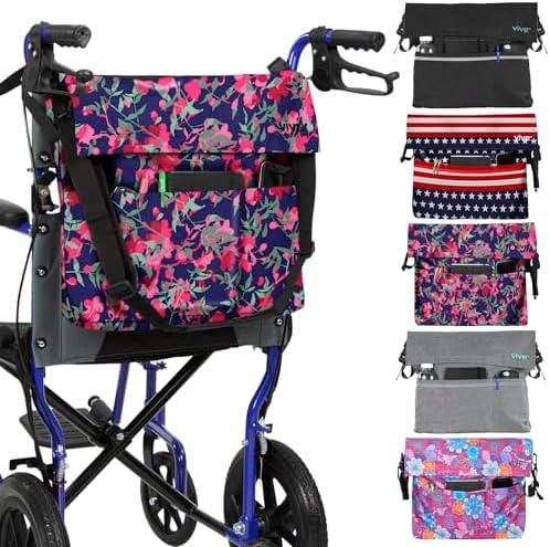 Vive XL Wheelchair Accessories Bag - Waterproof, Scratch-Resistant, Double-Stitched, Machine Washable for Adults, Seniors, 15 Colors - Storage Walker Backpack to Hang on Back of Wheel Chair