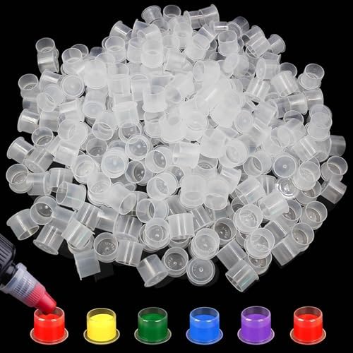 Tattoo Ink Caps Large 1000Pcs - Prgislew 17MM Tattoo Cups with Base Disposable Ink Cups Tattoo Caps Pigment Caps Cups Microblading Permanent Makeup Container Caps for Tattoo Ink Tattoo Supplies