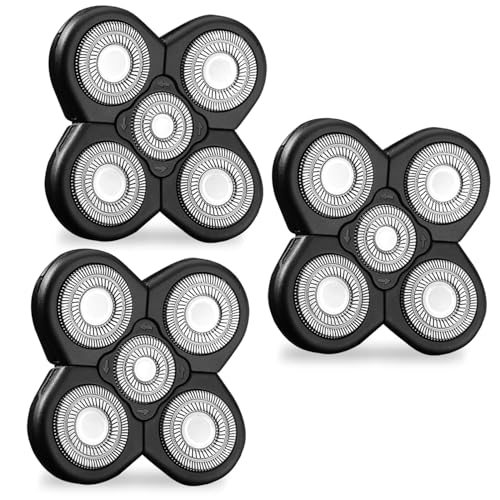 3PCS Head Shaver for freebird replacement blades, 5 Cutter Floating Head Waterproof Stainless Steel Blade for Bald Men Women Grooming, Head and Face Electric (Silver × 3)