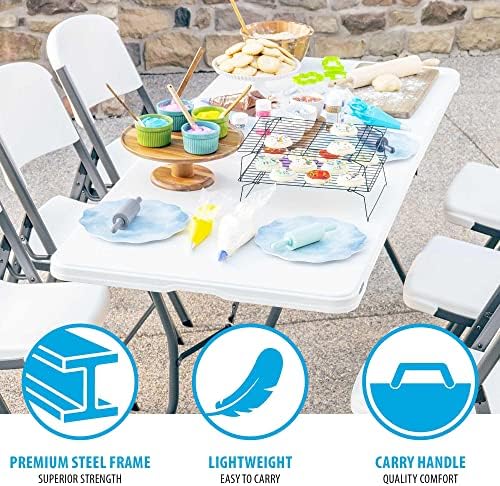 Lifetime 6-Foot Fold in Half Table, Light Commercial, White Granite