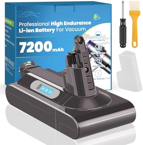 Designed Replacement Battery for Dyson V10, 7200mAh High Capacity 25.2V Li-ion Battery Compatible with Dyson V10 Cyclone/Animal/Absolute/Fluffy V10 Motorhead V10 Allergy V10 Total Clean Series Vacuum
