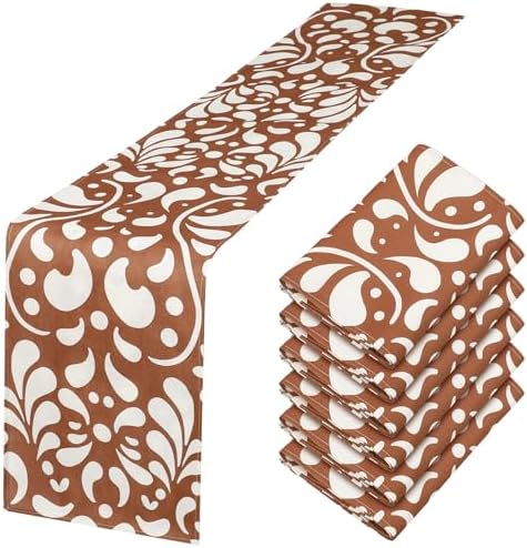 6 Pcs Talavera Table Runner 71 x 13'' Cielito Lindo Table Runner Cielito Lindo Baby Shower Party Decoration Mexico Home Decor Traditional Cinco De Mayo Decorations(Brown)