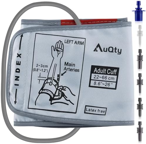 8.6-26 Inches (22-66cm) XXL Blood Pressure Cuff with 6 Connectors, Extra Large BP Replacement Cuff Compatible All Automatic Blood Pressure Monitors, for Normal and Big Arms (BP Cuff Included Only)