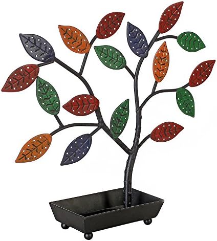 Jewelry Tree w/Bird Nest 48 pair Earrings Holder, Bracelets/Necklace Organizer Stand (Multicolored Metal)