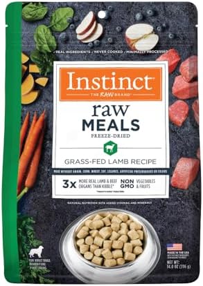 Instinct Freeze Dried Raw Meals, Natural Dry Dog Food, Grain Free - Grass Fed Lamb, 14 oz. Bag