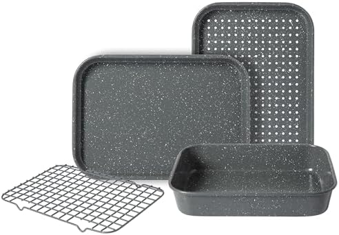 Oster Greystone Premium PFA Free Non-stick 4 Piece Toaster Oven Carbon Steel Bakerware Set
