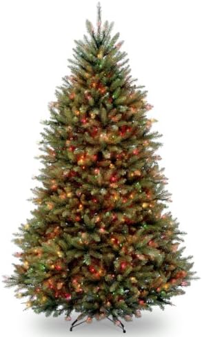 National Tree Company Pre-Lit Artificial Full Christmas Tree, Green, Dunhill Fir, Multicolor Lights, Includes Stand, 6.5 Feet