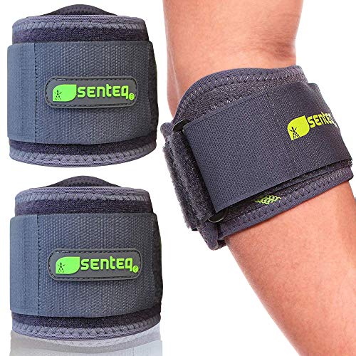 Elbow Brace Support Strap - Forearm Compression Sleeve, Tennis Elbow Brace for Men and Women, Fit Wrap Band for Weightlifting, Tennis, Golf Pressure Relief & Sports Injury Recovery, 2ct, 1-Pack