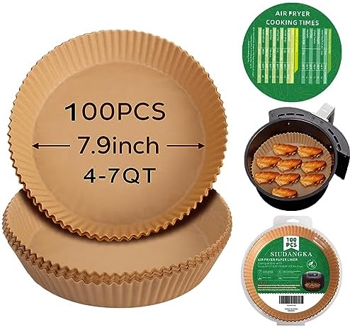 Air Fryer Liners Disposable for Most 4-7 QT Air frye, 100 Pcs Non-Stick Parchment Paper for Baking 7.9 Inch Air Fryer Paper Liners Round Airfryer Liners