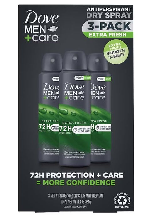Dove Men+Care Antiperspirant Deodorant Dry Spray - Extra Fresh, 3 pk./3.8 oz.