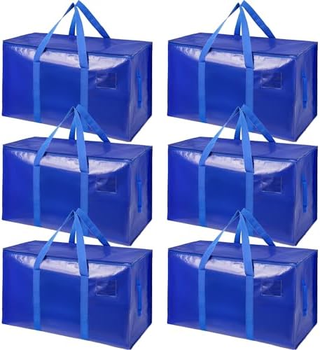 6 Pack Moving Bags Heavy Duty Storage Bags With Zippers And Strong Handles Packing Bags For Moving Storage Travel Camping Space Saving Alternative To Moving Boxes College Essentials Moving Supplies