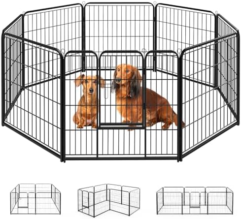 SMUG Heavy-Duty Iron Dog Playpen –8 Panel 24” Durable, Rust-Resistant Pet Fence for Indoor & Outdoor Use, Secure & Spacious Pet Play Area for Dogs, Puppies & Small Animals