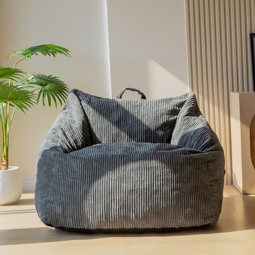 MAXYOYO Bean Bag Chair, Floor Sofa with Handle, Bean Bag Chairs for Adults and Kids, Teens Living Room Bean Bag, Accent Sofa Chair with Pocket for Gaming Reading Relaxing