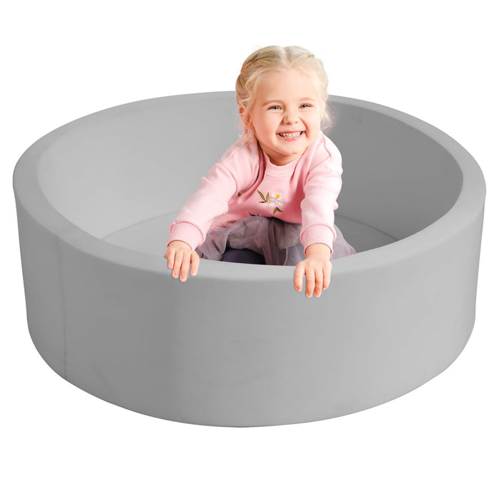 Retros Market Foam Ball Pit, 36" x 12" Indoor Outdoor Soft Round Ball Pool Playpen Ideal Gift Toy for Babies Kids and Toddler Children (No Balls) - Light Gray