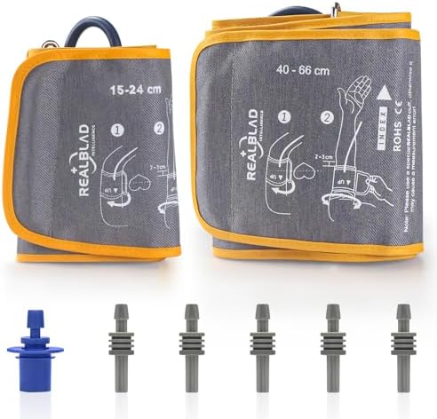 Blood Pressure Cuff *2, Extra Large for Big Arms(40-66cm)&Small Blood Pressure Cuff for Pediatric/Kids(15-24cm) - 6 Different Blood Pressure Connectors are Compatible with Almost All Bp Monitors