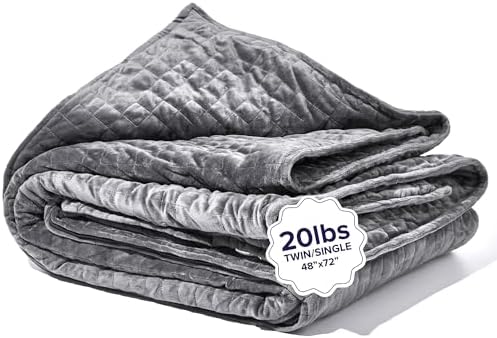 Gravity Weighted Blankets for Adults, 20lbs Grey (48" x 72", Twin/Single) - Heavy Comfort Cotton Blanket with Glass Beads - Utra-Soft Premium Breathable Microfiber Duvet Cover - Machine Washable