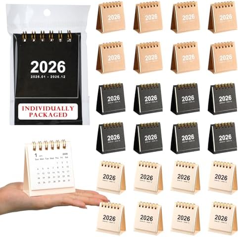 Eaasty 24 Pcs 2026 Mini Desk Calendar Bulk Employee Appreciation Gifts Small Standing Flip Mini Portable Monthly Desktop Calendar for 2026 Daily Schedule Gift for Christmas Coworker Gifts(Classical)