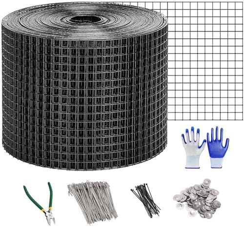 Critter Guard for Solar Panel Bird-Guard - INCIKITI 6in x 100ft PVC Coated Pigeon Netting 1/2" Bird Mesh with 100 Fastener Clips, 20 Tie Wire, Cutting Scissor, Gloves, Pigeon Solar Panel Mesh for Bird