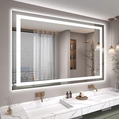 48X36 LED Bathroom Mirror with Lights, Anti-Fog, Dimmable, Backlit + Front Lit, Smart Bathroom Vanity Mirror, Memory Function, Shatterproof, Tempered Glass (Horizontal/Vertical)