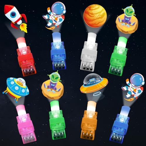 CHUNNIN 36 PCS Outer Space Party Favors Planet LED Light Up Finger Lights，Glow in the Dark Spacecraft Astronaut Party Bulk for Christmas Goodie Treat Bags Stuffers Galaxy Theme Birthday Supplies