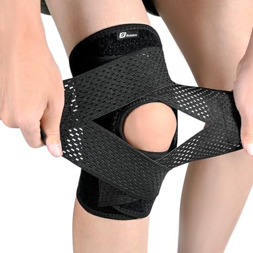 Knee Brace with Side Stabilizers for Meniscus Tear, Adjustable Knee Wrap for Pain Relief, Breathable Compression Knee Support for Knee Pain, ACL, MCL, Arthritis, Sports, Women&Men (Black, Small)