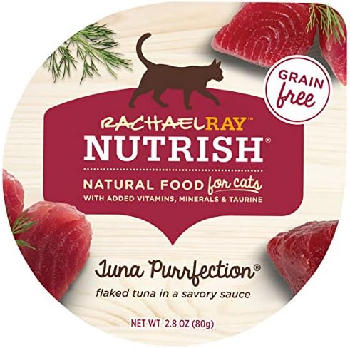 Rachael Ray Nutrish Grain Free Natural Wet Cat Food, Tuna Purrfection with Flaked Tuna in Savory Sauce, 2.8 Ounce Cup (24 Count)