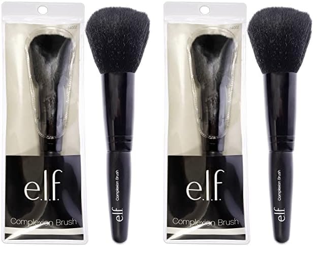 e.l.f. Cosmetics Complexion Brush for Flawless Makeup Application, Cruelty-Free Synthetic Taklon Brush (Pack of 2)