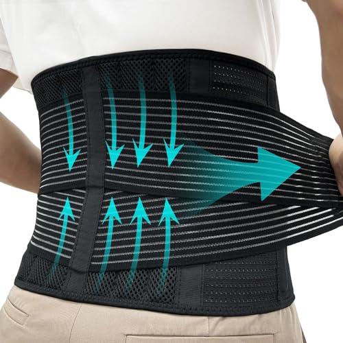Back Brace for Men and Women Lower Back, Lumbar Support Belt Relieve Lower Back Pain with 8 Reinforce Bones,Scoliosis, Sciatica,Herniated Disc,Back Brace for Lifting at Work&Workout Sports 03 Black L