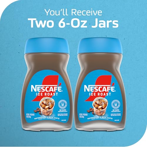 NESCAFÉ Ice Roast, Instant Iced Coffee, 2 Jars (6 Oz Each)