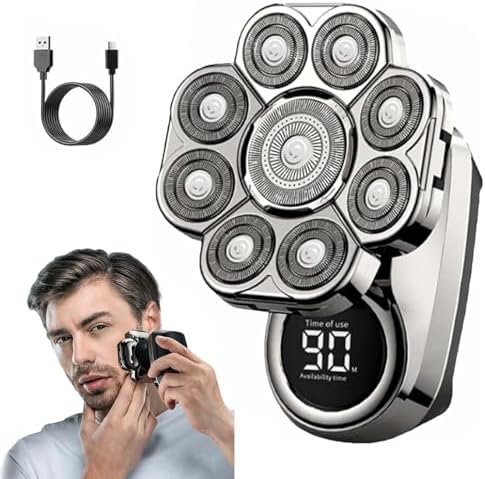 Baldy Pro Head Shaver, Bawldy 9.0 Shaver Ipx7 Waterproof Wet Dry Razor Rechargeable Cordless Razor with Smart Screen Display, for Travel/Home/Office (Silver Single)