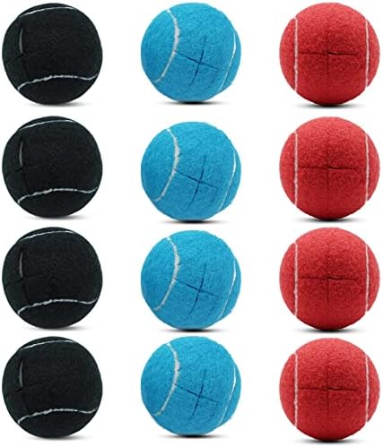 Magicorange 12 PCS Precut Walker Tennis Balls for Walker/Furniture Legs Floor Protection, Heavy Duty Long Lasting Felt Pad Glide Coverings (Grey) (Black+Red+Light Blue)