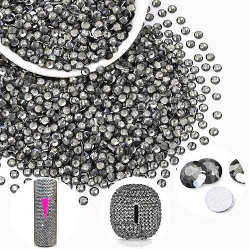 2000PCS SS16/4mm Crystal Rhinestones (Black Diamond), Bedazzling Flatback Glass Rhinestones for Crafting DIY Nail Art Makeup Decoration, Gems Diomand Charms for Tumbler Shoes Clothing Mug