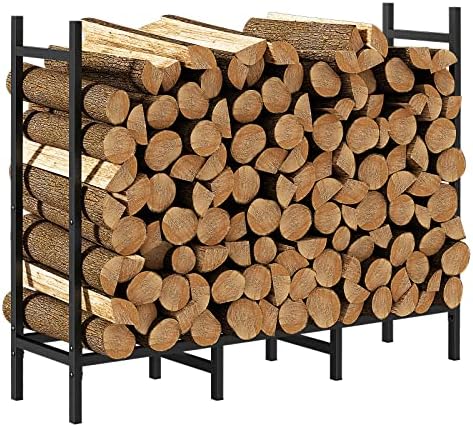 4ft Outdoor Indoor Firewood Rack Holder for Fireplace Wood Storage, Adjustable Stacker Stand, Heavy Duty Fire Logs Stand Stacker Holder for Fireplace Metal Lumber Storage Carrier Organizer