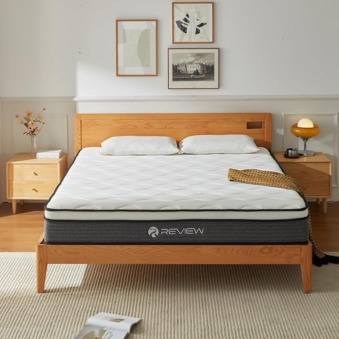 Queen Mattress, 10 Inch Queen Size Mattress in a Box, Memory Foam Hybrid Mattresses with Individual Pocket Spring for Motion Isolation & Silent Sleep, Pressure Relief, Medium Firm