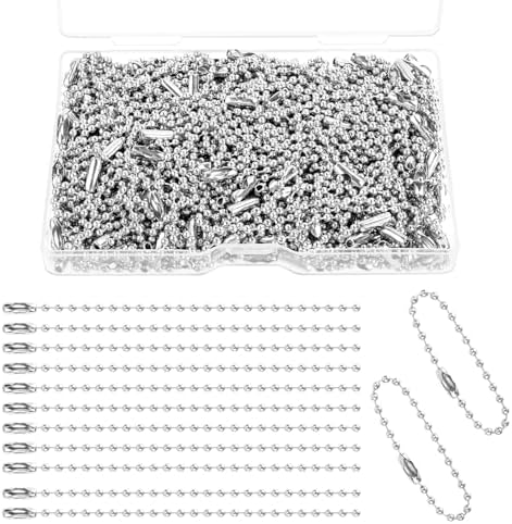 Yuntop 200 Pcs Silver 3.9 Inch / 10 cm Stainless Steel Ball Bead Chain with Locking Clasp for Jewelry Making, DIY Crafts, Hanging Christmas Decoration