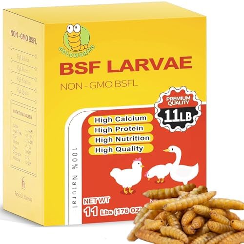11LB Dried Black Solider Fly Larvae, BSFL is High Protein Chicken Feed with 85x More Calcium Than Dried Mealworms, Poultry Treats, Chickens Love, Birds Love, Hens Love, Ducks Love