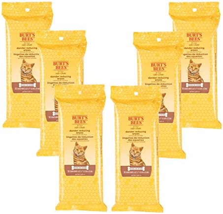 Burt's Bees for Pets For Cats Natural Dander Reducing Wipes | Kitten and Cat Wipes For Grooming, | 50 Count - 6 Pack (FF7372CP6)