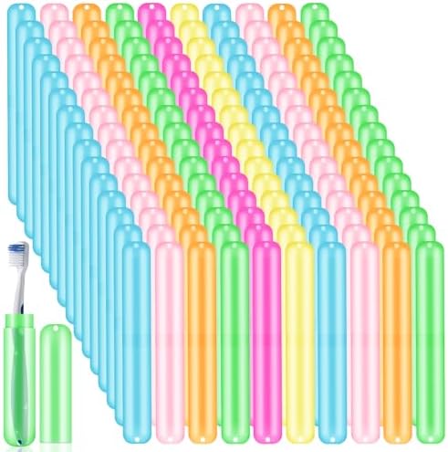 SIKEMAY 150 PCS Travel Toothbrush Holder Bulk, Toothbrush Travel Case Cover, Portable Plastic Dust Proof Breathable, Toothbrush Holder for Travel Bathroom Indoor Outdoor Travel Trip Camping School