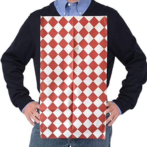 Disposable Bibs for Adults, Kids & Elderly Senior | Adhesive Tab Eating Napkins, Personal Use, Home Care, Business | Spill Absorbent, Stain Liquid Repellent | Red & White Diamond, 400 Count