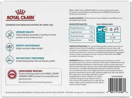 Royal Canin Feline Urinary Care Thin Slices in Gravy Wet Cat Food, 3 oz can (12-count)